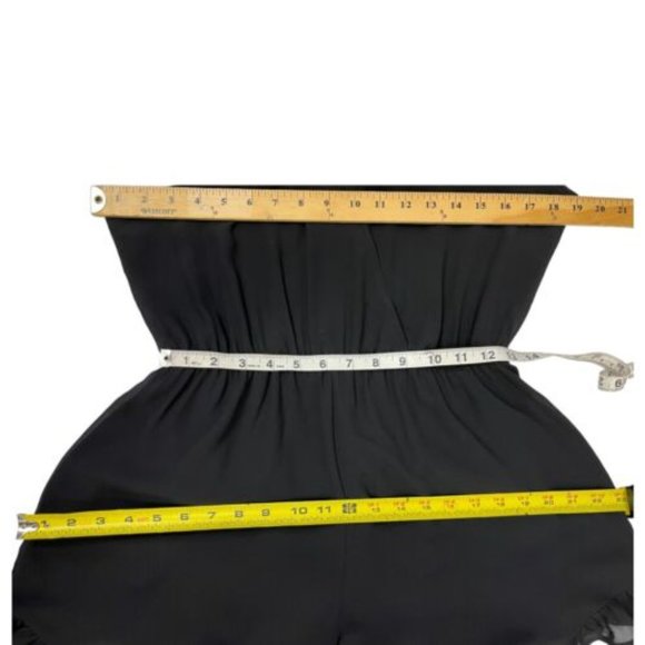 ASTR Romper One Piece V Neckline Ruffle Hem Black Size Small - Picture 5 of 12